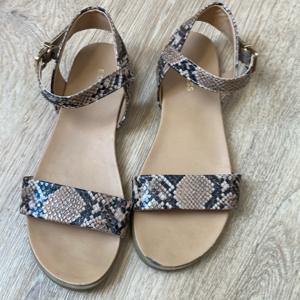 Express snake skin print sandals size 7 like new